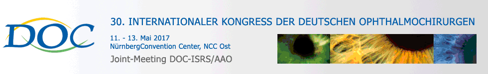 30. Internationale Kongress der Deutschen Ophthalmochirurgen (DOC), 11.- 13. Mai 2017, NürnbergConvention Center, NCC Ost