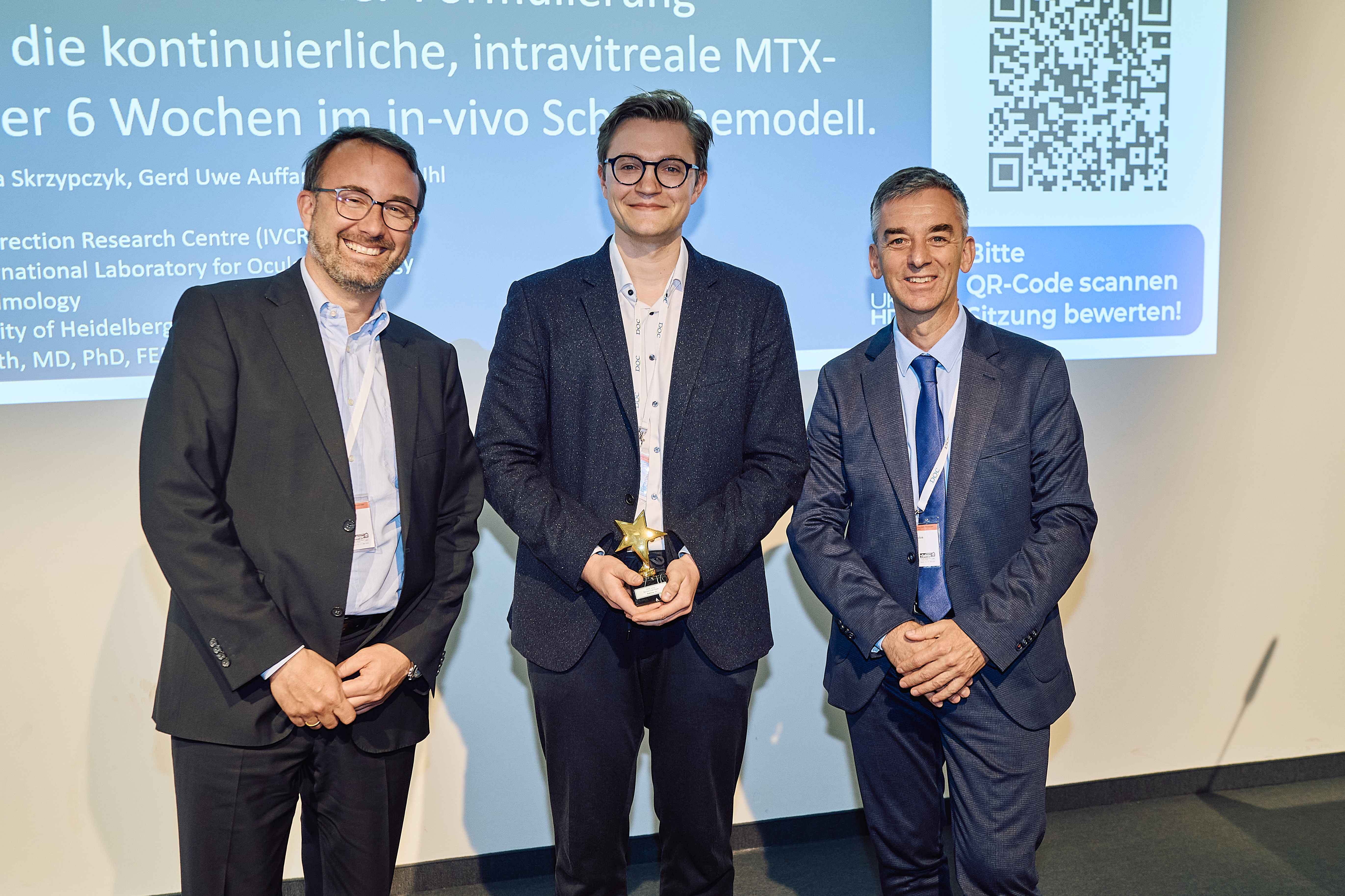 Bestes Free Paper - Retina II: Eine innovative Nanocarrier-Formulierung ermöglicht die kontinuierliche, intravitreale MTX-Abgabe über 6 Wochen im in-vivo Schweinemodell.