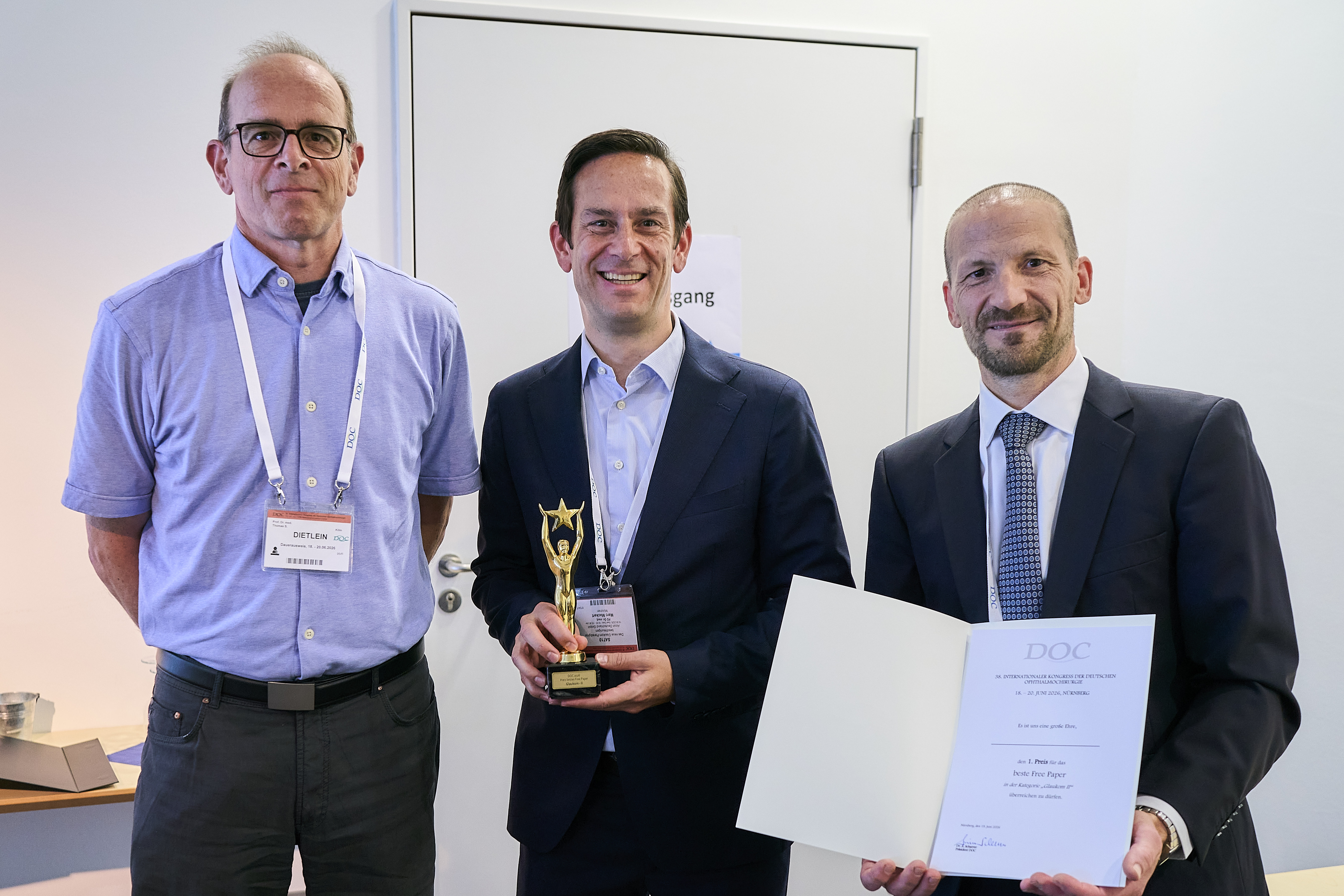 Bestes Free Paper – Glaukom II: Vergleich klinischer Ergebnisse zwischen Ahmed Glaucoma Valve und PAUL Glaucoma Implant zur Behandlung des uveitischen Glaukoms.